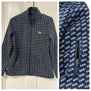 NWT LL Bean Petite Sweater Fleece Full Zip Patterned Jacket size medium